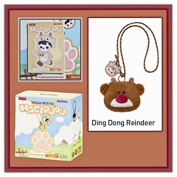 Pop Mart HaciPupu Snuggle With You Plush Bag - Ding Dong Reindeer - Picture 12 of 16